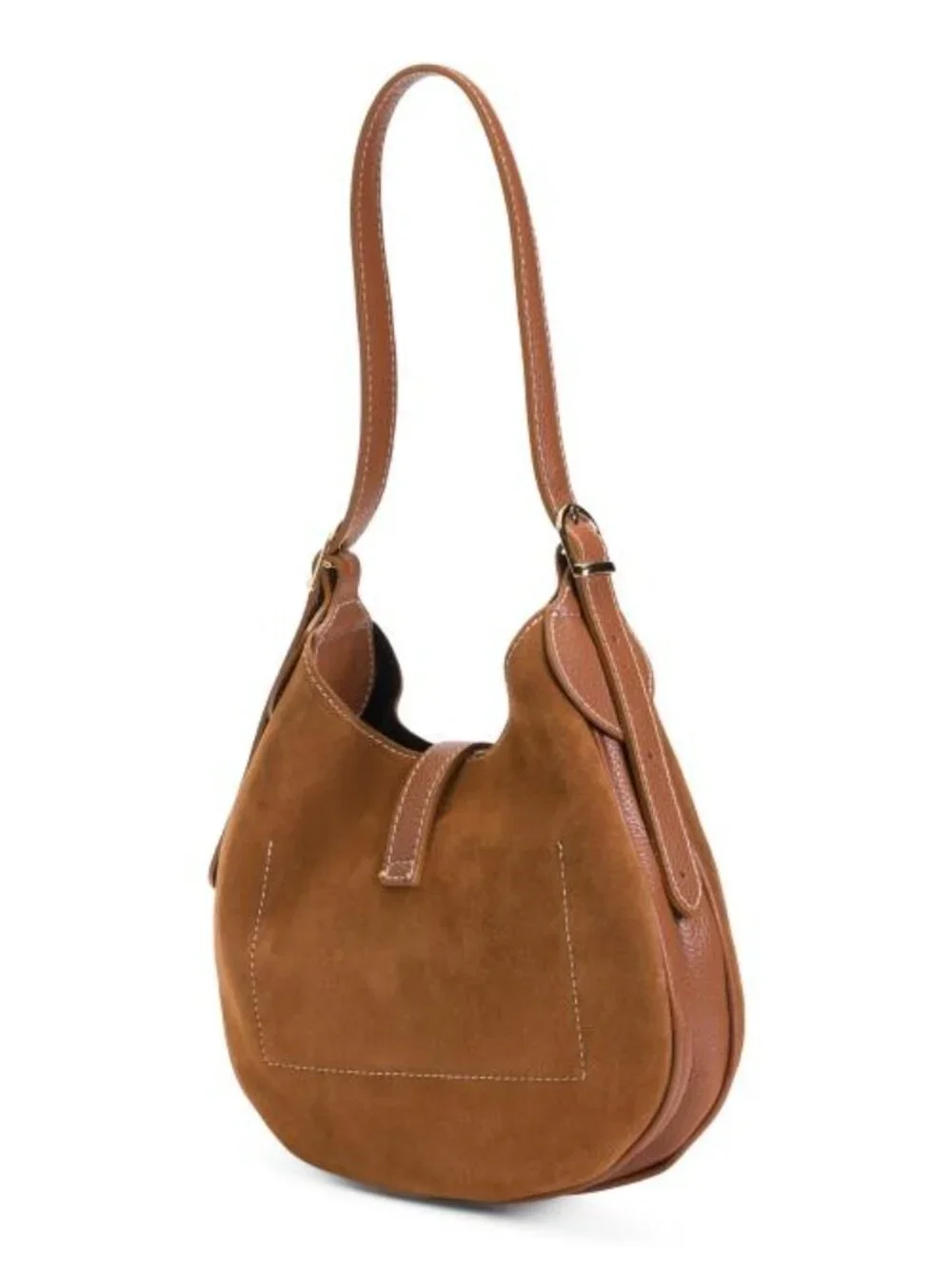 ISADORA Made In Italy Suede Mini Hobo With Bar Hardware And Double Gussets